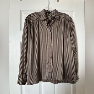 Vintage Louis Feraud Black and Tan Striped Shirt